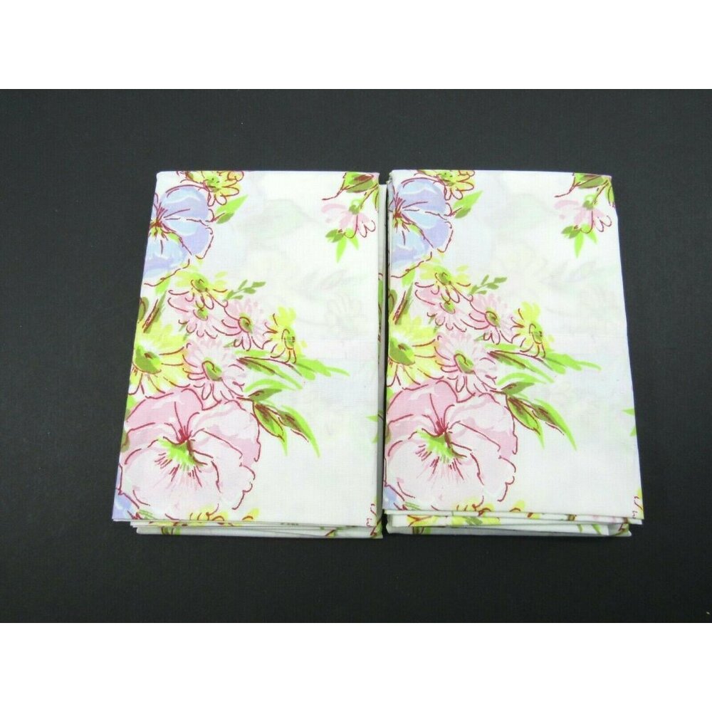 2x‎ Vintage Pequot Single Standard Percale Floral Pillowcase Flowers Spring Pink